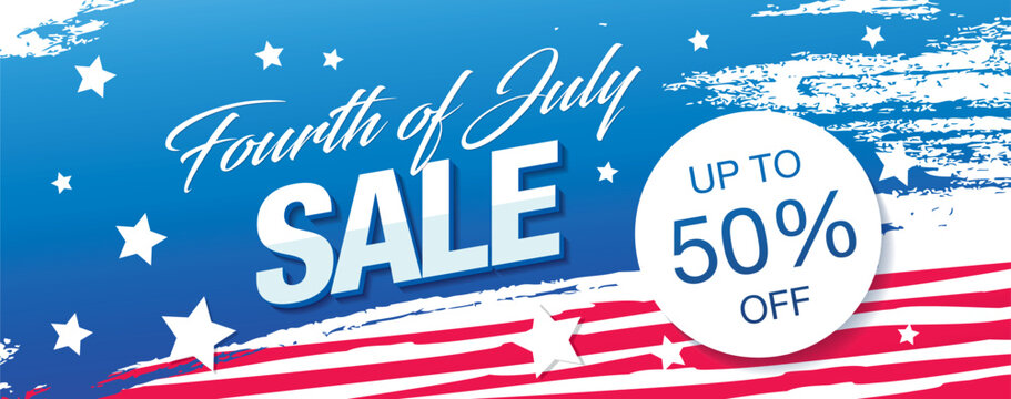 Fourth of July sale banner graphic design vector illustration