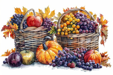 Vibrant Harvest Festival - Watercolor Style Farmhouse 