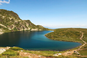 The deep blue Kidney, Babreka Lake, one of the Seven Rila Lakes, situated on a plateau in the Rila...