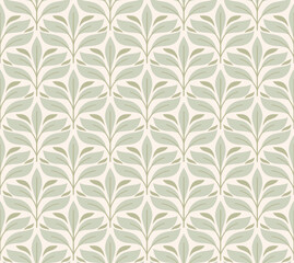 Elegant damask floral seamless pattern. Geometric art deco leaves background. Abstract botanical vector illustration for fabric, textile, wallpaper.
