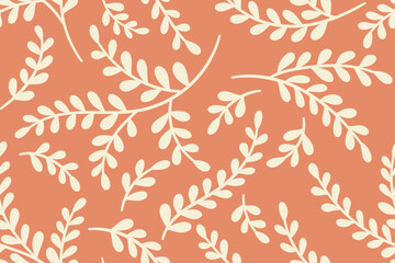Cute seamless pattern with flowers and abstract botanical elements. Vector hand drawn floral background for textile, fabric, print or wallpaper.