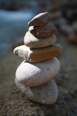 stack of stones, rock cairn, vertical