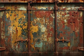 Photorealistic Image of Rusted Retired Container with Historical Markings for Industrial and Trade Nostalgia Themed Designs