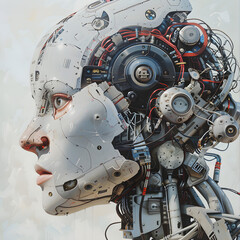 Fototapeta premium Mechanical brain and robot