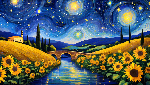Tableau inspiration nuit d'&eacute;toiles en Provence.