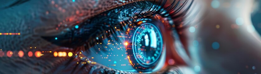 Obraz premium digital depicts a futuristic contact embedded with advanced technology The features display that provides realtime health analytics