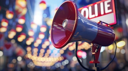 A Megaphone Amplifying a Voting Ballot Advocating for Civic Engagement and Action in the Democratic Process