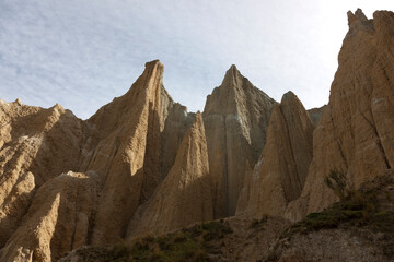 New Zealand sandstone mountains on a sunny winter day