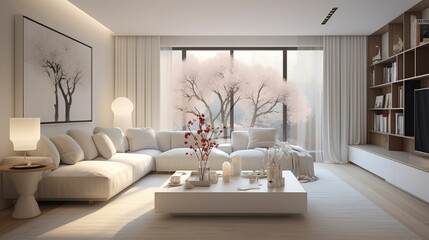Light white living room with modern design UHD wallpaper