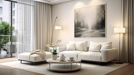 Light white living room with modern design UHD wallpaper