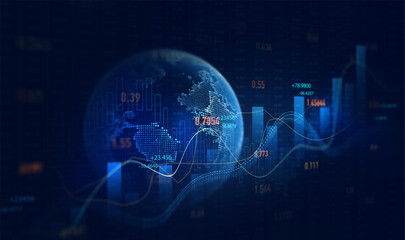 Stock market global  investment trading graph growth.Investment finance chart,stock market business and exchange financial growth graph.	
