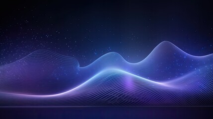 Dynamic wavy motion backdrop with iridescent hues and luminous particle effects