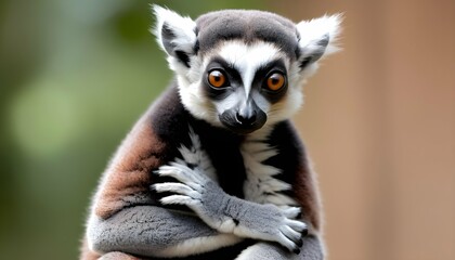 Naklejka premium A Lemur With Its Arms Crossed A Playful Gesture T