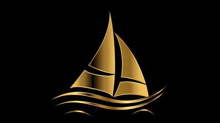 Elegant illustration of a stylized sailboat with moon, perfect for logos or maritime themes