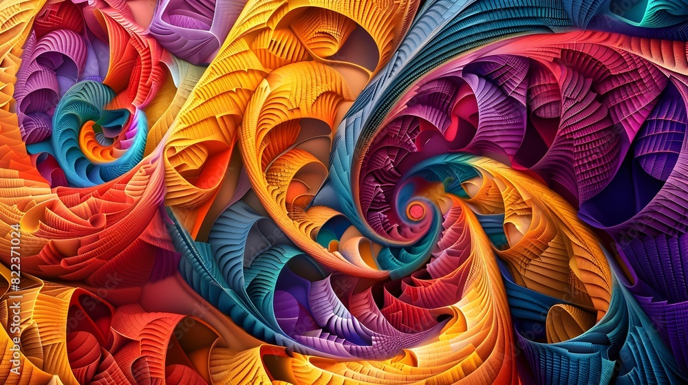 Poster captivating abstract geometric patterns in vivid prismatic colors