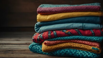 stack of colorful clothes