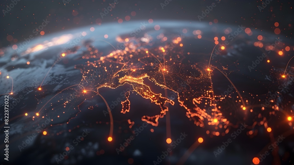 Poster glowing metropolis a dazzling aerial view of a digitally powered global network