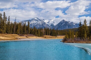 Clouds Over A Banff Mountain Lake Park