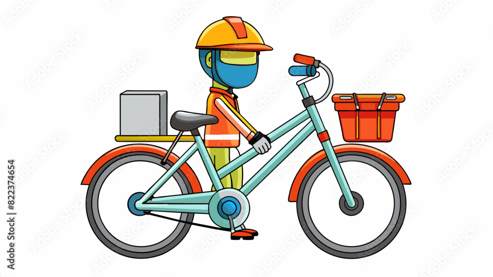 Poster A bike with reflectors and a helmet attached signals consideration for safety and following traffic laws while riding.. Cartoon Vector