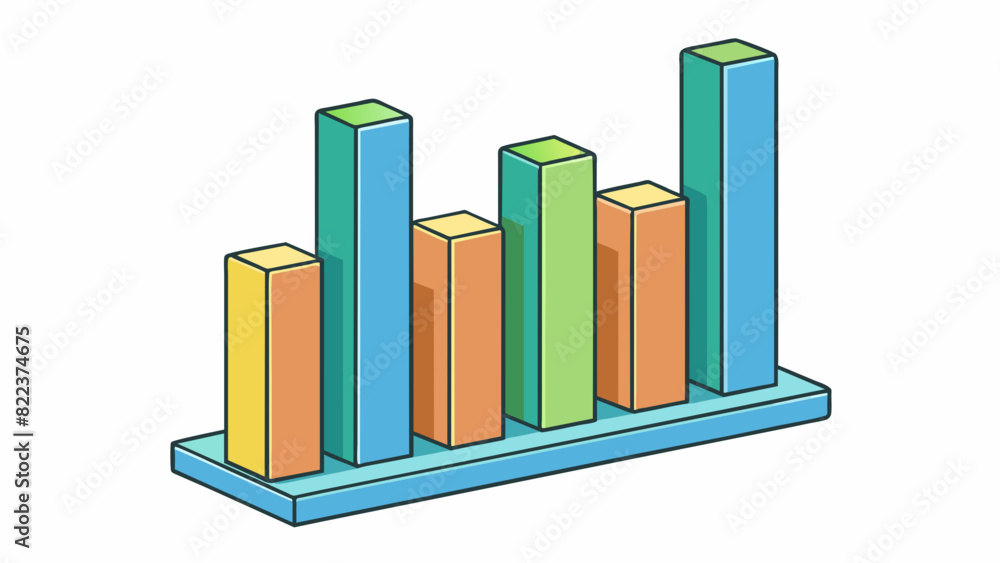 Poster A bar graph with multiple bars of varying heights representing the distribution of shares a different stakeholders and the idea of sharing ownership. Cartoon Vector