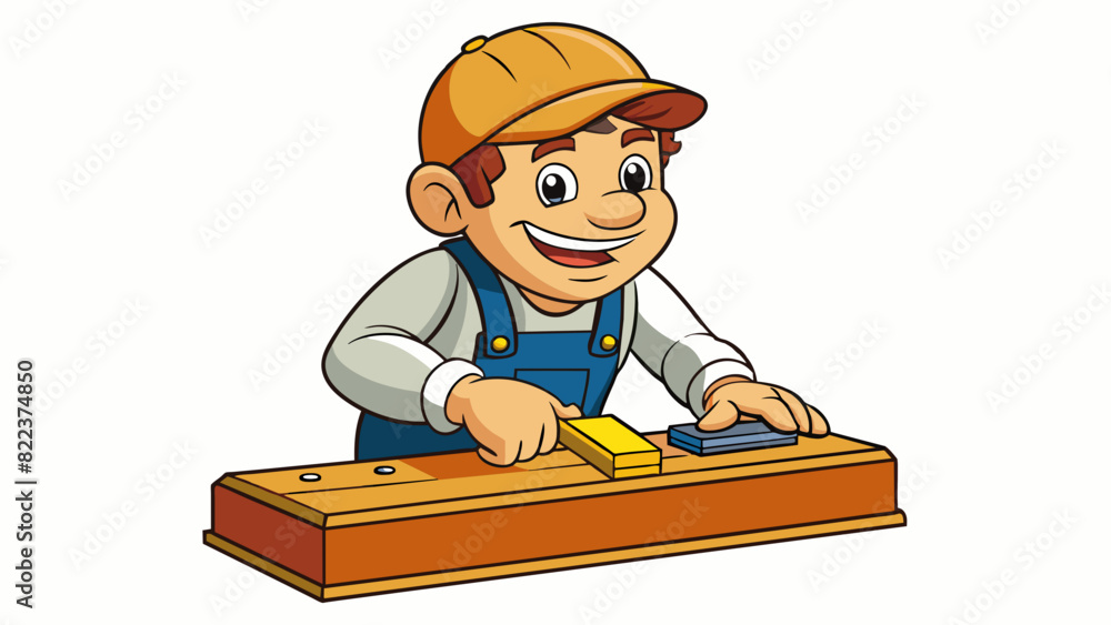 Poster a carpenter sanding a rough piece of wood slowly smoothing out its surface with a piece of sandpaper