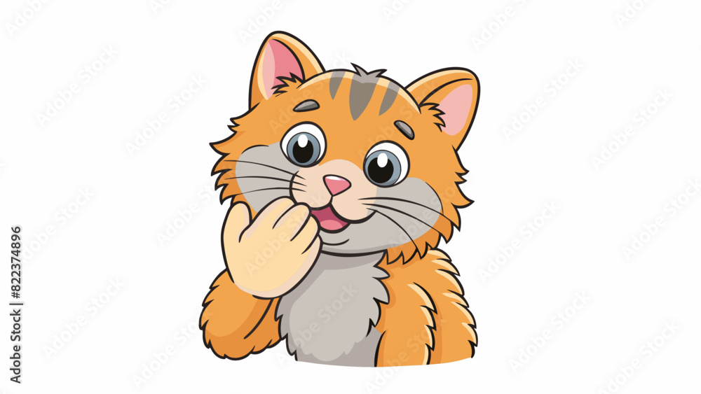 Poster a cat rubbing its face against its owners hand purring contentedly. the cats fur is soft and fluffy 