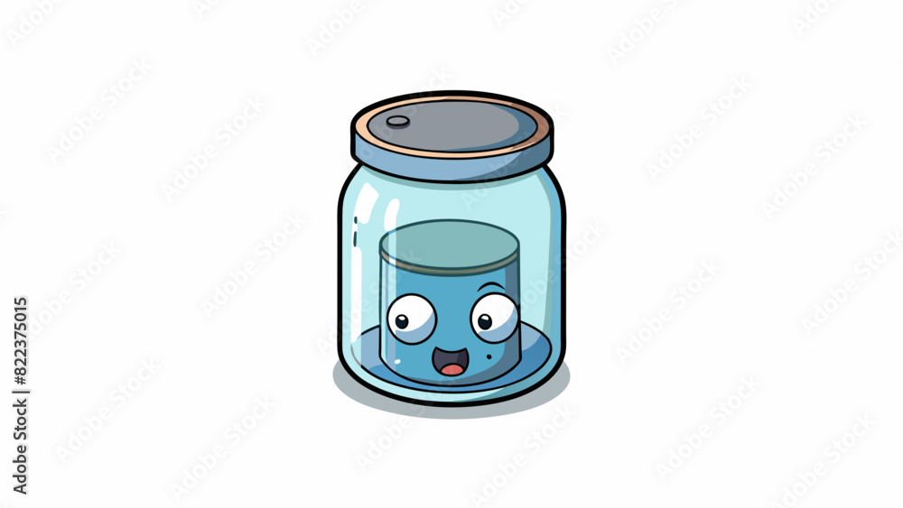 Poster A clear glass jar completely devoid of any contents. It is neither full nor empty simply a vessel with nothing inside.. Cartoon Vector