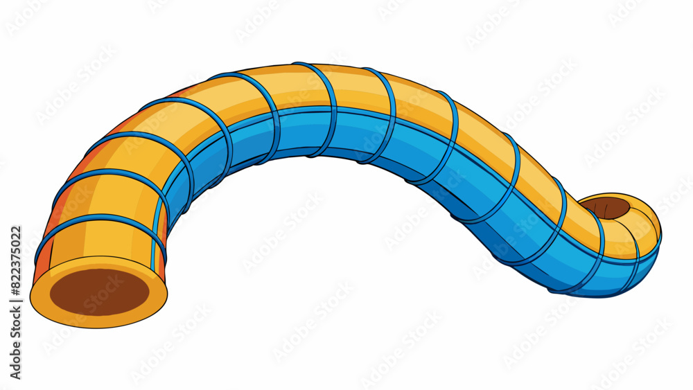 Poster a colorful curved pvc pipe commonly seen in playgrounds used for children to crawl through. it is sm