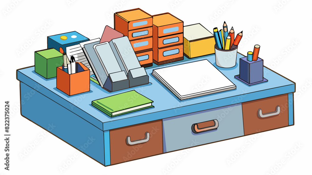 Poster a clutterfree desk with labeled files and neatly arranged stationery exhibiting disciplined work hab