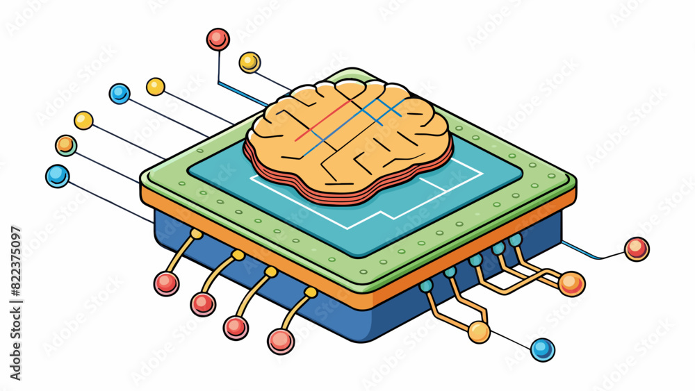 Poster A computer motherboard The brain is like a computer motherboard with its countless neurons acting as the circuits and transmitters communicating and. Cartoon Vector