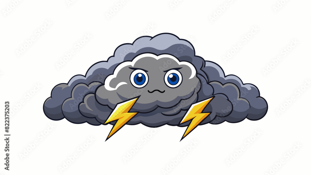 Aufkleber A dark and stormy sky ominous and foreboding with heavy grey clouds rolling in and lightning flickering in the distance.. Cartoon Vector