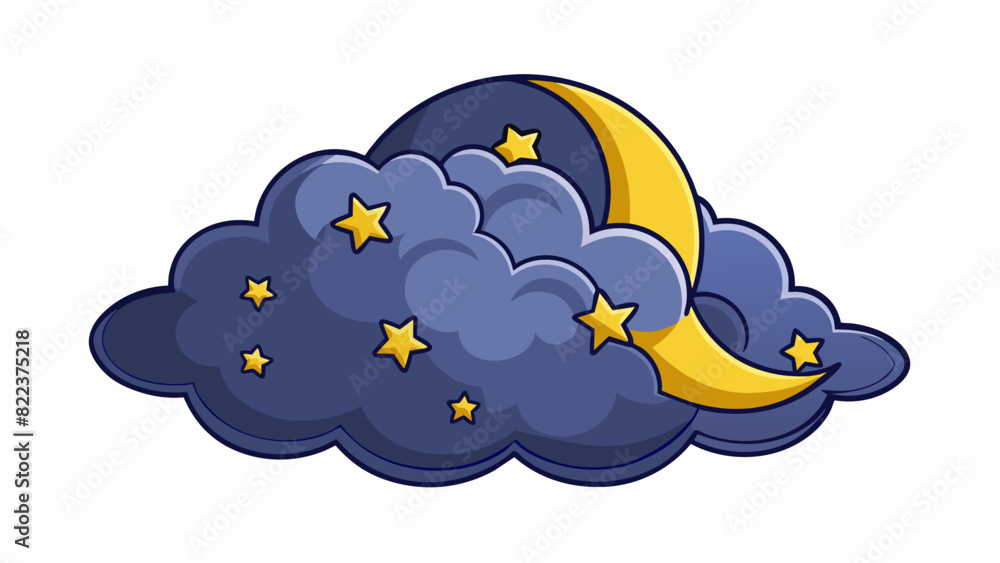 Poster A dark starless night sky with thick clouds covering the moon and stars. It is a void of nothingness with no celestial objects to be found.. Cartoon Vector
