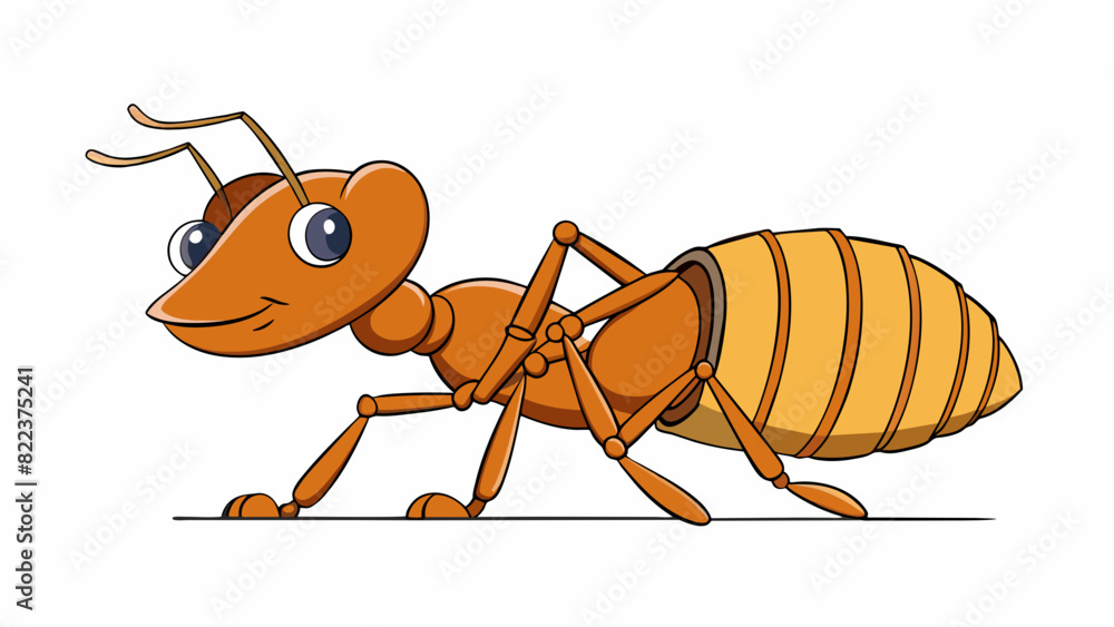 Poster A determined ant carrying a heavy load many times its own body weight pushing through obstacles and working tirelessly to achieve its goal.. Cartoon Vector
