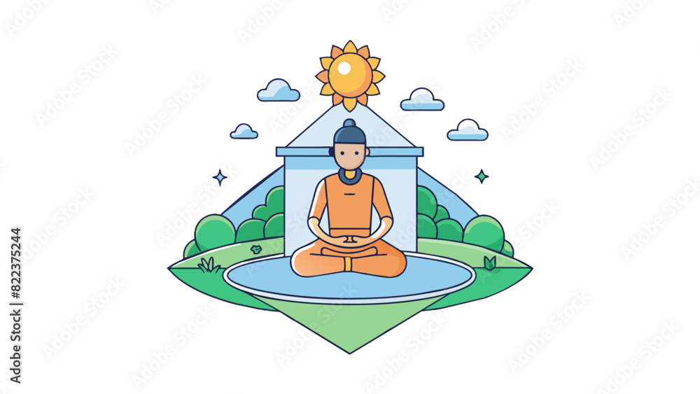 Poster a deep sense of peace and tranquility that washes over a person while meditating in a quiet secluded