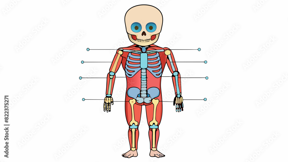 Poster a diagram of the human body illustrating the location and function of various bones and muscles. thi