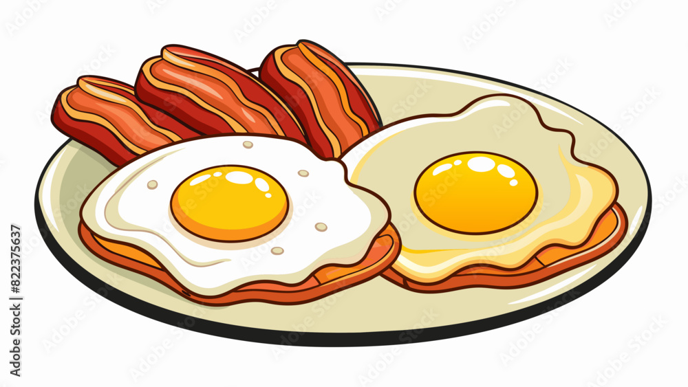 Poster a hearty breakfast consisting of two sunnysideup eggs crispy bacon strips and golden hash browns. th