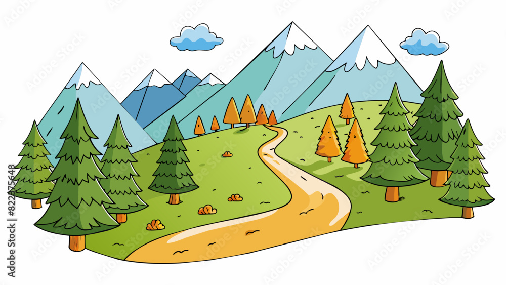 Poster a hiking date in the mountains the trail is lined with tall trees their leaves rustling in the gentl