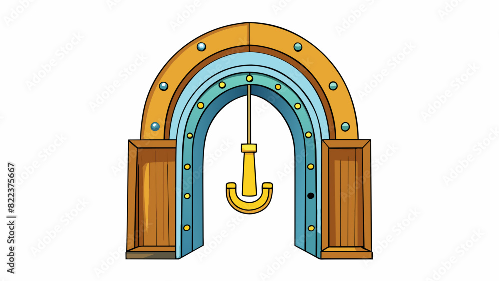 Poster A horseshoe hanging above a doorway its ends pointing upward to catch and store luck is said to bring good fortune to all who pass beneath it.. Cartoon Vector