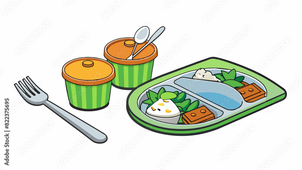 Poster A homecooked meal served on reusable plates and utensils reflects consideration for reducing waste and promoting sustainability.. Cartoon Vector
