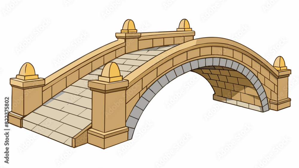 Poster a historic stone arch bridge with a curved deck and gently sloping sides. the bridge is adorned with