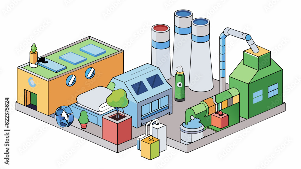 Poster a large manufacturing company that produces ecofriendly cleaning products. the factory floor is a we