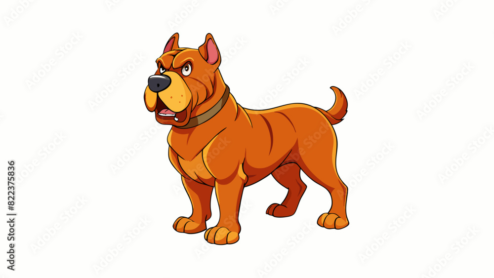 Poster A large powerful breed with a thick coat imposing presence and deep rumbling barks often used as a guide or guard dog.. Cartoon Vector