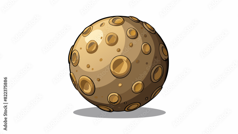 Poster a large round shape covered in deep craters and barren landscapes. the surface is rocky and rugged w