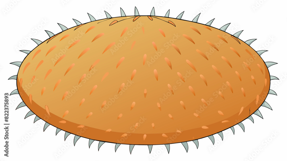 Poster A large ovalshaped form with two extensions on either side. The extensions are made of long flexible strands that are covered in fine delicate hairs.. Cartoon Vector