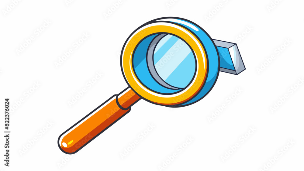 Poster A magnifying glass highlighting a single word on a page of text with the surrounding words appearing blurry.. Cartoon Vector