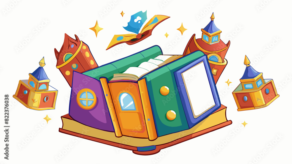 Poster a magical library where the books have come to life their covers adorned with moving illustrations a