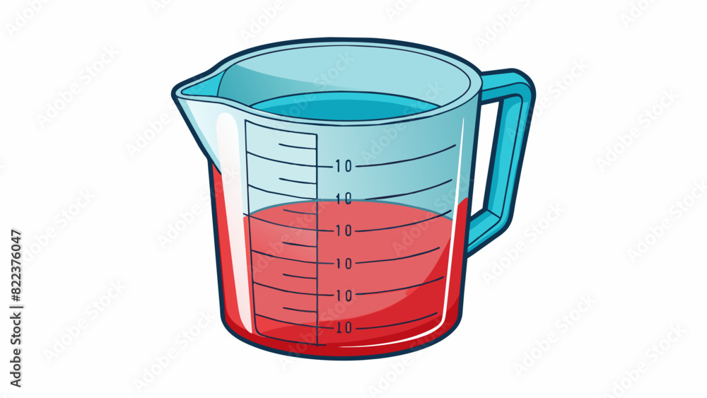 Poster a measuring cup with lines and measurements on the side used for accurately measuring ingredients fo
