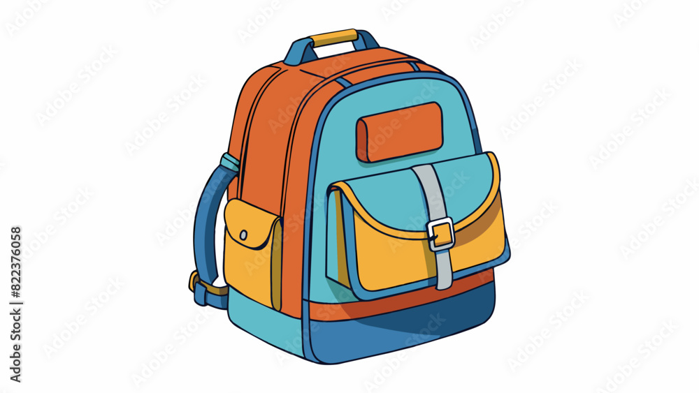 Poster A mediumsized backpack Made of durable canvas material this backpack has multiple compartments and pockets for storage. It also has adjustable ss and. Cartoon Vector