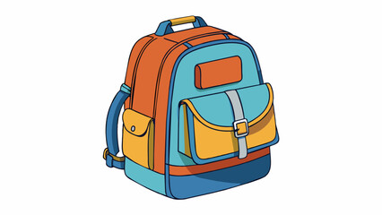 Fototapeta premium A mediumsized backpack Made of durable canvas material this backpack has multiple compartments and pockets for storage. It also has adjustable ss and. Cartoon Vector