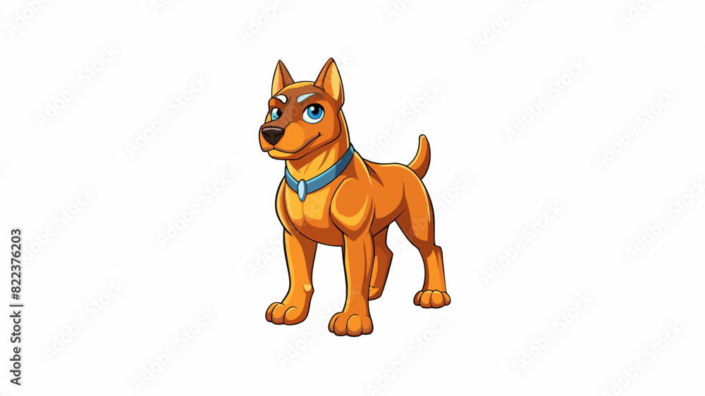 Aufkleber An agile and muscular canine with a sleek shiny coat alert eyes and a loyal disposition used for hunting and guarding.. Cartoon Vector